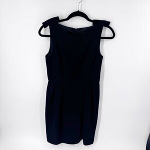 Ann Taylor Petite Black Sleeveless Bow Shoulder‎ Sheath Dress Size 2P
